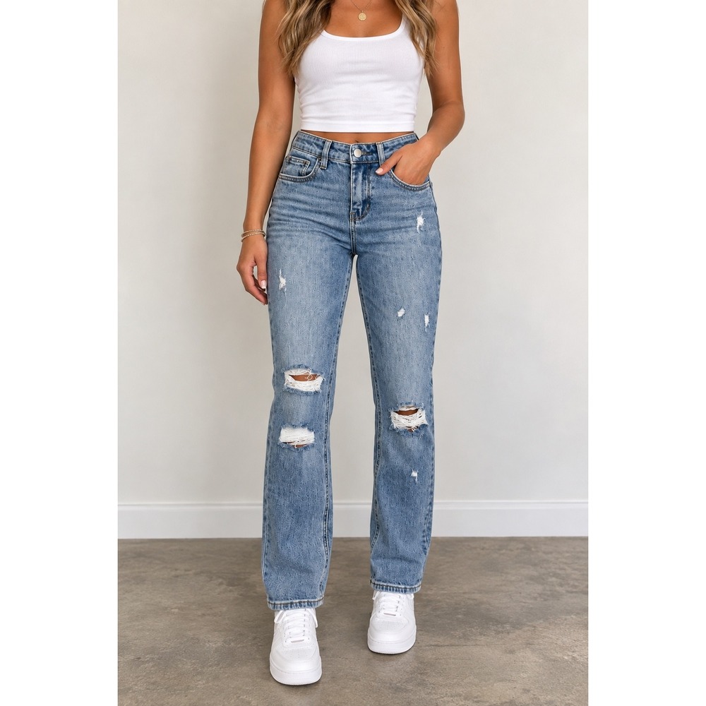 Altar'd State Distressed High Rise Straight Leg Jeans Size 25